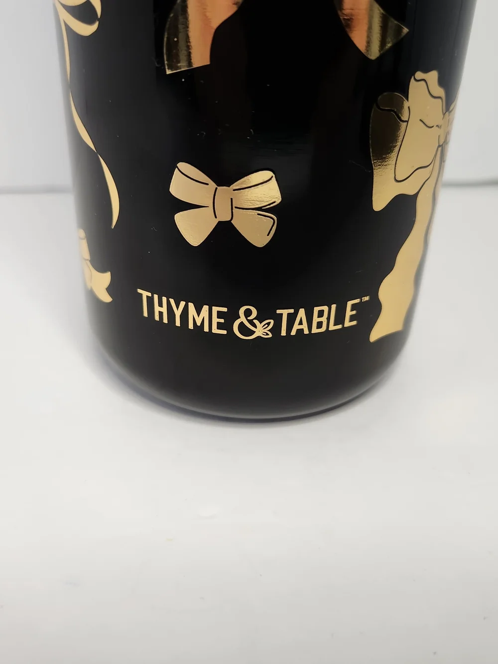 Thyme & Table Black And Gold Travel Tumbler Ribbons And Bows